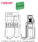 300V 15A Verde 5,08 mm de latón de tono Euro Tipo de bloque de terminal de tornillo de PCB